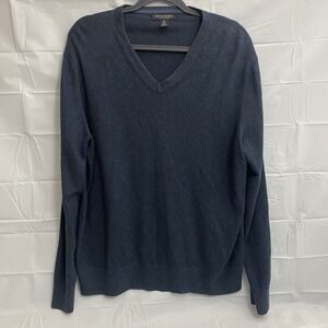 Banana Republic Luxury Silk Blend V-Neck‎ Sweater Navy Blue Size Men's XL